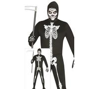 FIESTAS GUIRCA Disfraz de Esqueleto de la Parca para Hombre - Disfraz de Muerte Negra - Disfraces de Halloween para Hombre Talla Adolescente 14-16 años