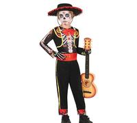 FIESTAS GUIRCA Disfraz de Esqueleto de Mariachi para niño - Traje del Día de los Muertos Mexicano - Disfraces de Halloween para niño de 10 a 12 años