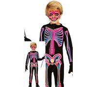 FIESTAS GUIRCA Disfraz de Esqueleto de Neón para Niños - Disfraz de Mono de Esqueleto - Disfraces de Halloween para Niñas y Niños de 7 a 9 años