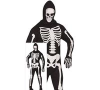 FIESTAS GUIRCA Disfraz de Esqueleto Espeluznante para Hombre - Incluye Mono de Esqueleto con Capucha y Estampado de Calavera - Disfraces de Halloween para Hombre Talla M para Adultos