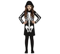 Fiestas Guirca Disfraz Esqueleto – Vestido negro con capucha – Halloween Niña 5-6 años