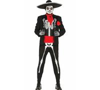 FIESTAS GUIRCA Disfraz de Esqueleto Mexicano para Hombre - Traje de Mariachi del Día de los Muertos - Disfraces de Halloween para Hombre Talla Adolescente 14-16 años