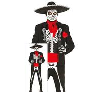 FIESTAS GUIRCA Disfraz de Esqueleto Mexicano para Hombre - Traje de Mariachi del Día de los Muertos - Disfraces de Halloween para Hombre Talla L 52-54