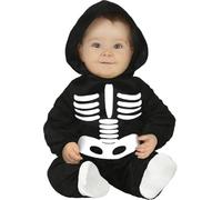 FIESTAS GUIRCA | Disfraz de Esqueleto para Bebé (12-18/Meses) - Capucha y Mono - Disfraces de Halloween y Fiestas de Disfraces de Esqueletos - Ideal para Bebés Unisex - Negro y Blanco