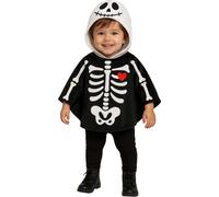FIESTAS GUIRCA | Disfraz de Esqueleto para Bebé (18-24 Meses) - Poncho con Capucha - Disfraces de Halloween y Fiestas de Disfraces de Esqueletos - Ideal para Bebés Unisex - Blanco y Negro