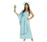 FIESTAS GUIRCA | Disfraz de Estatua de la Libertad Adulta - Vestido, Capa, Diadema y Antorcha - Disfraces de América para Halloween, Carnaval y Fiestas Patrióticas - Ideal para Mujeres