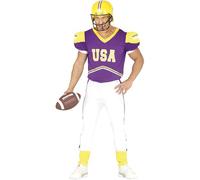FIESTAS GUIRCA Disfraz de Estrella de Fútbol Americano para Hombre - Uniforme de Quarterback Morado - Disfraces de Rugby Hombre Talla XL