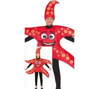 FIESTAS GUIRCA Disfraz de Estrella de Mar Burbujeante para niños o niñas - Túnica y Gorro de Estrella de Mar Roja - Disfraces para niños y niñas - Edad Unisex 10-12 años