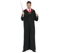 FIESTAS GUIRCA Disfraz de estudiante de magia para hombre - Traje de túnica negra de mago - Disfraz de mago para hombre Talla M 48-50