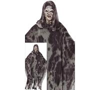 FIESTAS GUIRCA Disfraz de Fantasma Gris para Hombre - Túnica de Parca Asesina con Capucha - Disfraces de Halloween para Hombre Talla Adulto L
