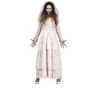 FIESTAS GUIRCA Disfraz de Fantasma Triste - Diadema con Velo y Vestido de Novia Blanco Sucio para Mujer Adulta Talla L 42-44