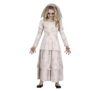FIESTAS GUIRCA Disfraz de Fantasma Triste - Diadema con Velo y Vestido de Novia Blanco para Niñas de 10-12 Años