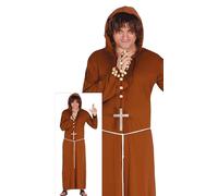 FIESTAS GUIRCA | Disfraz de Fraile Adulto (48-50/M) - Capucha, Cinturón y Sotana - Disfraces de Monje y Religiosos para Halloween, Carnaval y Fiestas de Disfraces - Ideal para Hombres - Marrón
