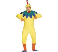 FIESTAS GUIRCA | Disfraz de Gallo Adulto - Traje una Pieza - Talla 48-50 | Incluye 4 Elementos | Monocromo | Poliéster Suave | Estampado Vistoso | Medida M | Carnaval, Halloween