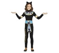FIESTAS GUIRCA Disfraz de Gata Egipcia Niña - Atuendo Infantil con Diadema Gato Negro y Mono Egipcio para Niñas de 7-9 Años