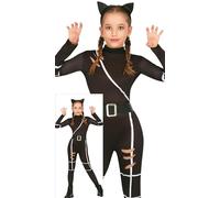 FIESTAS GUIRCA Disfraz de Gato Negro para Niña - Incluye Diadema con Orejas de Gato, Mono Negro y Cinturón - Disfraces de Halloween para niñas de 5 a 6 años