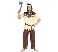 FIESTAS GUIRCA Disfraz de Guerrero Tomahawk - Inspirado en los Nativos Americanos Hombre Disfraz Hombre incl. Diadema Plumas Talla S 46-48