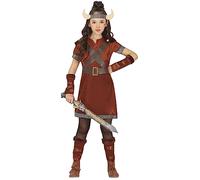 FIESTAS GUIRCA Disfraz de Guerrero Vikingo para Niño o Niña - Disfraz de Bárbaro Infantil incl. Tiara de Cuernos 5-6 años