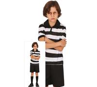 FIESTAS GUIRCA Disfraz de Hermano Travieso para niño - Disfraz Niño Gótico Incluye Camiseta y Pantalones Cortos a Rayas Blancas y Negras - Disfraces góticos de Halloween para niños de 10 a 12 años