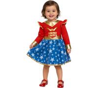 FIESTAS GUIRCA Disfraz de Bebé Maravilla - Vestido Rojo y Azul de Super Heroína con Estrellas para Bebé de 18-24 Meses