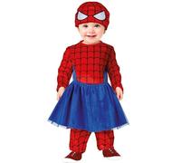 FIESTAS GUIRCA Disfraz de Heroína para Bebé - Mono de Araña Roja y Azul con Tutú y Máscara de Superhéroe - Disfraz para Niñas Pequeñas - Bebés de 12 a 18 Meses