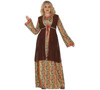 FIESTAS GUIRCA Disfraz de Hippie Floral Mujer - Vestido Largo Años 70 - Disfraz Flowe Power Años 60 para Mujer Talla XL 46-48