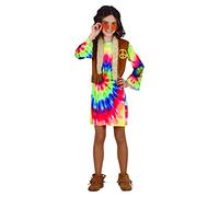 Fiestas Guirca Disfraz de niña Hippie - Vestido tie-dye multicolor y chaleco - 5-6 años