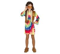 FIESTAS GUIRCA Disfraz de Niña Hippie - Atuendo Infantil Años 70 con Vestido Multicolor de Tie-Dye y Chaleco para Niñas de 10-12 Años