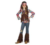 Fiestas Guirca – Disfraz de niña Happy Hippie Años 70: camiseta tie-dye, cinta y pantalón 5-6 años