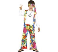 Fiestas Guirca Disfraz de hippie para niños de 7 a 9 años