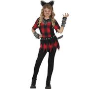 FIESTAS GUIRCA | Disfraz de Hombre Lobo Infantil (10-12/Años) - Diadema, Guantes y Pantalón - Disfraces de Animales para Halloween y Fiestas de Disfraces - Ideal para Niñas - Rojo y Negro