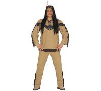 FIESTAS GUIRCA | Disfraz de Indio Adulto (54-56/XL) - Camisa, Cinta de Cabeza y Pantalón - Disfraces de Nativo Americano para Halloween, Carnaval y Fiestas de Disfraces - Ideal para Hombre - Marrón