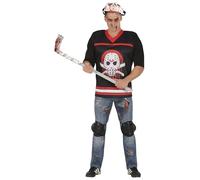 FIESTAS GUIRCA Disfraz de Jazz Asesino Hockey - Incluye Máscara Asesino Sangriento - Disfraz Halloween Hombre Talla 52-54 L
