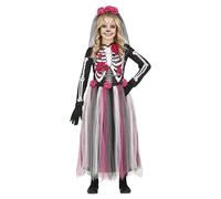 Fiestas Guirca - Disfraz La Catrina Rosa - Vestido largo y diadema con flores - Niñas 7-9 años