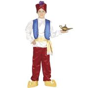 FIESTAS GUIRCA | Disfraz de Ladrón del Desierto Infantil (7-9/Años) - Camisa, Chaleco, Faja, Gorro y Pantalón - Disfraces de Príncipe del Desierto para Halloween - Ideal para Niños - Blanco y Granate