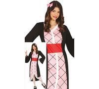 FIESTAS GUIRCA Disfraz de Luchadora Manga Rosa Mujer - Guerrera Anime Japonesa con Vestido de Kimono - Disfraces para Mujer Talla L