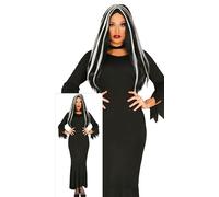 FIESTAS GUIRCA Disfraz de Madre de Familia Siniestra para Mujer - Disfraz Gótica con Elegante Vestido Largo Gótico Negro - Disfraces de Halloween para Mujer Talla M