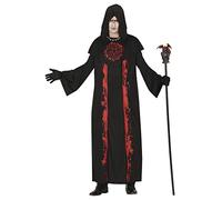 FIESTAS GUIRCA Disfraz de Mago Oscuro - Sacerdote Satánico Túnica Negra Con Capucha Disfraz Halloween Hombre Talla 52-54 L