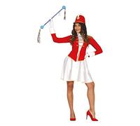 FIESTAS GUIRCA Disfraz de Majorette - Vestido Rojo, Blanco y Dorado para Mujer Adulta Talla M 38-40