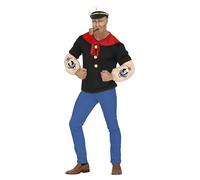 FIESTAS GUIRCA Disfraz de Marinero Brazos de Hierro - Uniforme Marinero Musculoso con Gorro Marinero para Hombre Adulto Talla L 52-54