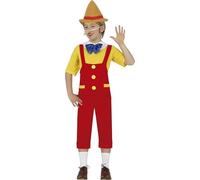 FIESTAS GUIRCA | Disfraz de Marioneta Infantil (7-9 Años) - Camiseta, Nariz, Pajarita, Peto y Sombrero - Disfraces de Cuentos y Hadas para Niños - Ideal para Fiestas y Carnaval - Rojo y Amarillo