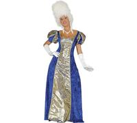 FIESTAS GUIRCA Disfraz Reina Barroca Mujer - Vestido Duquesa Azul y Dorado - Disfraces Históricos Mujer Talla S 36-38