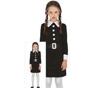 Fiestas Guirca Disfraz de chica de familia gótica Vestido negro Halloween Niña 5-6 años