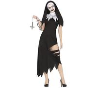 FIESTAS GUIRCA Disfraz de Monja Maldita para Mujer - Disfraz de Monja Sexy que Incluye Velo de Monja y Vestido de Monja - Disfraces de Halloween para Mujer Talla L