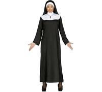 FIESTAS GUIRCA | Disfraz de Monja para Mujer (44-46/XL) - Vestido y Cofia - Disfraces Religiosos para Halloween, Carnaval y Fiestas de Disfraces - Ideal para Adultas - Negro y Blanco