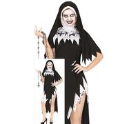 FIESTAS GUIRCA Disfraz de Monja Sexy para Mujer - Disfraz de Monja Zombi Incluye Velo de Monja y Vestido Corto de Monja - Disfraces de Halloween para Mujer Talla S