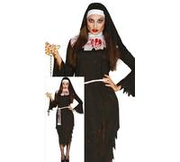 FIESTAS GUIRCA Disfraz de Monja Zombi para Mujer - Disfraz de Monja Sangrienta que Incluye Velo de Monja y Vestido de Monja Rasgado - Disfraces de Halloween para Mujer Talla XL