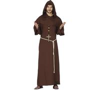 FIESTAS GUIRCA | Disfraz de Monje Adulto (48-50/M) - Túnica, Capa, Capucha y Cinturón - Disfraces de Religión para Halloween, Carnaval y Fiestas de Disfraces - Ideal para Hombres - Marrón