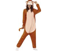 FIESTAS GUIRCA | Disfraz de Mono para Adulto (52-54/L) - Mono de Dormir con Capucha y Cola - Disfraces de Animales para Carnaval, Fiestas Temáticas, Halloween, Despedidas, Cosplay - Unisex - Marrón
