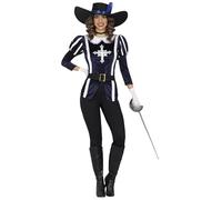 Fiestas Guirca Disfraz para mujer Mosquetera Azul incluye sombrero Talla S 36-38